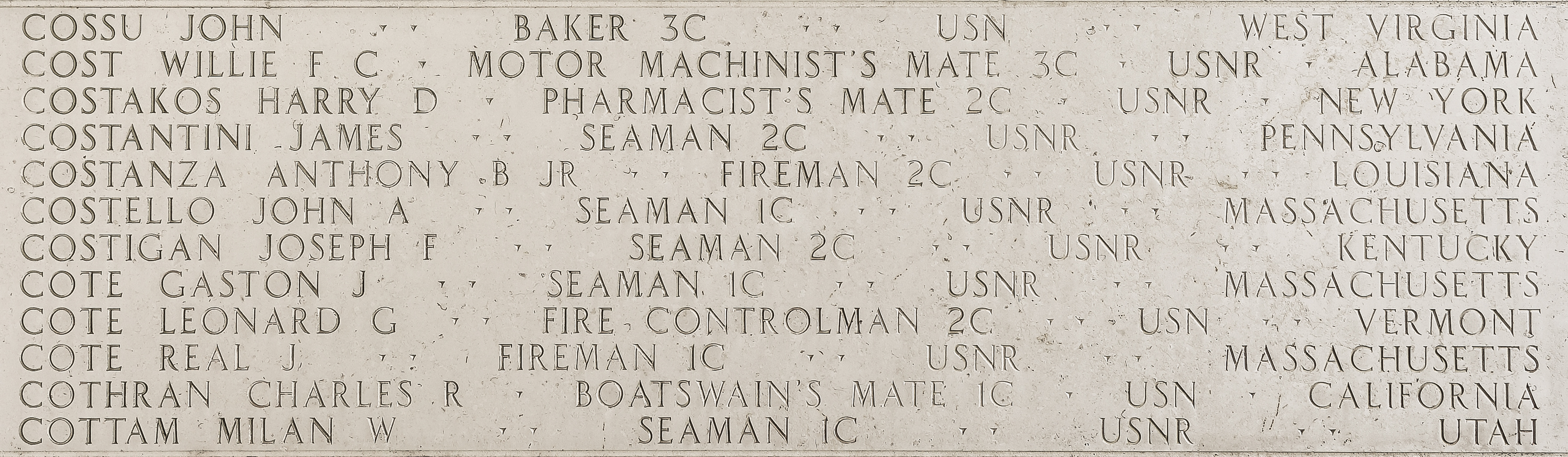 Joseph F. Costigan, Seaman Second Class